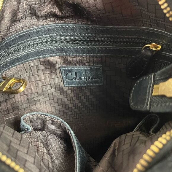 Cole Haan black soft leather shoulder with extended side to bottom zipper suede - Picture 8 of 14